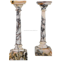 Serre-livres modernes en marbre onyx, cadeaux d'art originaux, forme pilier, carreaux de calcite multicolores, pierre naturelle polie, marbre noir