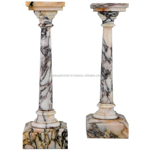 Serre-livres modernes en marbre onyx, cadeaux d'art originaux, forme pilier, carreaux de calcite multicolores, pierre naturelle polie, marbre noir - Product Image 3