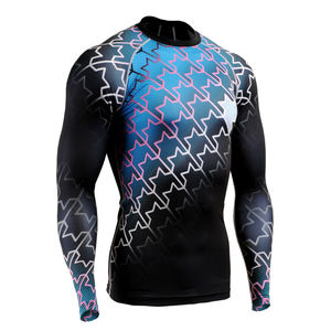Diseño personalizado MMA Rash Guard para hombres camisa de compresión de etiqueta privada en negro liso - Product Image 3
