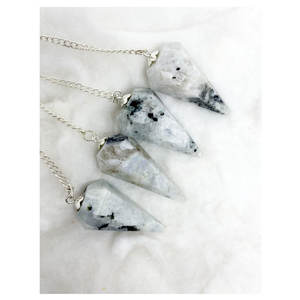 Péndulos facetados de arcoíris, piedra lunar de Color blanco al mejor precio - Product Image 1