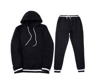 Pull à manches longues personnalisé de couleur unie deux pièces pour hommes ensembles de sweat à capuche de haute qualité broderie imprimé logo design survêtements d'hiver - Product Image 4