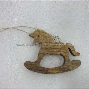 Christmas Wall Hangings Wooden Horse With Natural Wood Polish Finishing Toy Design Excellent Quality For Home Decoration