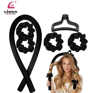 New Fashion LIHUA Curls Solid Color Velvet Foam Curling Iron Headband Women Heatless Hair Accessories Set Heatless Hair Roller