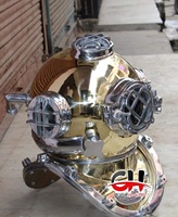 Casco de Buceo CHk de Latón Dorado Antiguo Pulido y Grabado de 18 Pulgadas para Navidad, Año Nuevo, Año Nuevo Chino, Halloween y Hogar