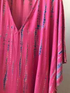 Dulce Sexy Tie-Dye Kaftan para mujer Media manga Escote en V Tamaño libre Hasta el suelo Beach Kaftan Bohemio Ecológico Lavable - Product Image 5