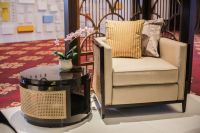 Fauteuil en rotin Kamaratih, canapé une place, tressage ouvert, motif octogonal, mobilier moderne pour salon et hôtel