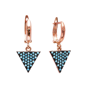 Pendientes Colgantes Triangulares Turquesa, Joyería Turca Hecha a Mano al por Mayor, Plata de Ley 925 - Product Image 2