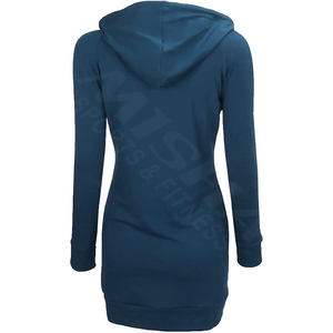 Sweat à capuche long en molleton 100 % coton pour femme, décontracté, uni, pour l'hiver - Product Image 3