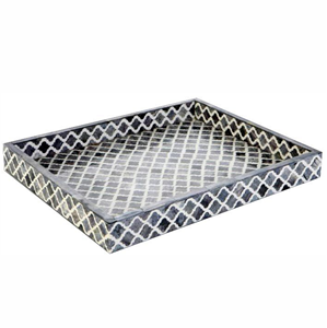 Fabricant indien de plateau rectangulaire en incrustation d'os au design personnalisé Plateau de service traditionnel au meilleur prix pour la maison Hôtel Bar - Product Image 1