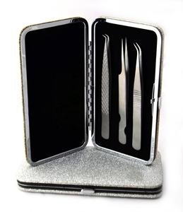 ชุดขนตาสแตนเลส3ชิ้นชุดแหนบต่อขนตาปลอมแบบจุดตรงที่เข้ากันกล่องแม่เหล็กที่สะดวกต่อการหยิบของ - Product Image 2