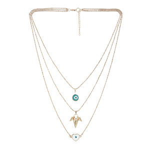 Nouvel arrivage de bijoux bohèmes plaqués or 18 carats de haute qualité 4 pièces collier à breloques multicouches colorées pour mariage - Product Image 3