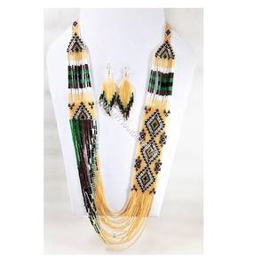 Collier avec boucles d'oreille, bibelot en perles pour artisanat, de haute qualité, vintage, bohême, pour hommes et femmes - Product Image 4