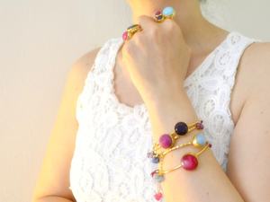 Sliced Gemstone <b>Bracelet</b> oxidized antique silver filled brass one size <b>adjustable</b> any finger boho ring jewelry unisize <b>man</b> woman - Product Image 6