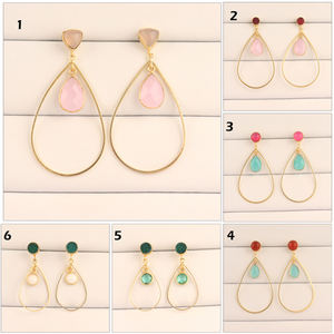 El más nuevo diseño facetado en forma de pera de Londres de cuarzo azul de la gota Pendiente de oro/plata plateado caliente chicas personalidad gota pendiente - Product Image 2