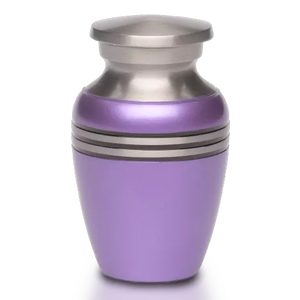 Purple Band Design Keepsake with Velvet Box Cremation <b>Urns</b> for Funeral Ashes Metal Brass/Aluminum - Product Image 1