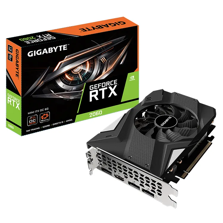 GIGABYTE NVIDIA Geforce RTX 2060 MINI ITX OC 6Gと170ミリメートルCompact Graphics Card Size Support Over Clock (GV-N2060IXOC-6GD)