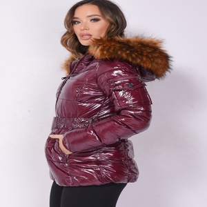 Aislante cortavientos térmico Micro bola fibra mujer abrigo largo invierno piel capucha mullido zorro piel mapache piel Puffer chaqueta - Product Image 5