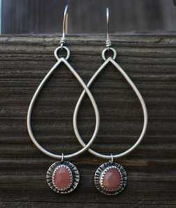 925 Sterling <b>Silver</b> <b>Earring</b> Pink Rhodochrosite Gemstone Hoop Earnings <b>Silver</b> Jewelry Romantic <b>Silver</b> Plated <b>Earring</b> For <b>Women</b>. - Product Image 1
