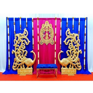 Estatua de pavo real FRP dorado clásico al mejor precio, fibra tallada a mano para decoración de boda - Product Image 1