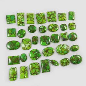 ¡Venta navideña! 34 piezas 100 Gms mezcla cabujón Natural verde cobre turquesa piedras preciosas para la fabricación de joyas - Product Image 6