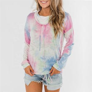 เสื้อแขนยาวมีฮู้ดพิมพ์ลายมัดย้อมมีซิป,เสื้อฮู้ดลำลองทรงหลวมมีกระเป๋าหูรูดสำหรับผู้หญิงฤดูใบไม้ร่วงฤดูหนาว - Product Image 2