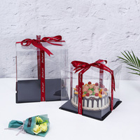 Boîte cadeau de fête d'anniversaire de mariage en PVC transparent de grande taille carré avec logo personnalisé