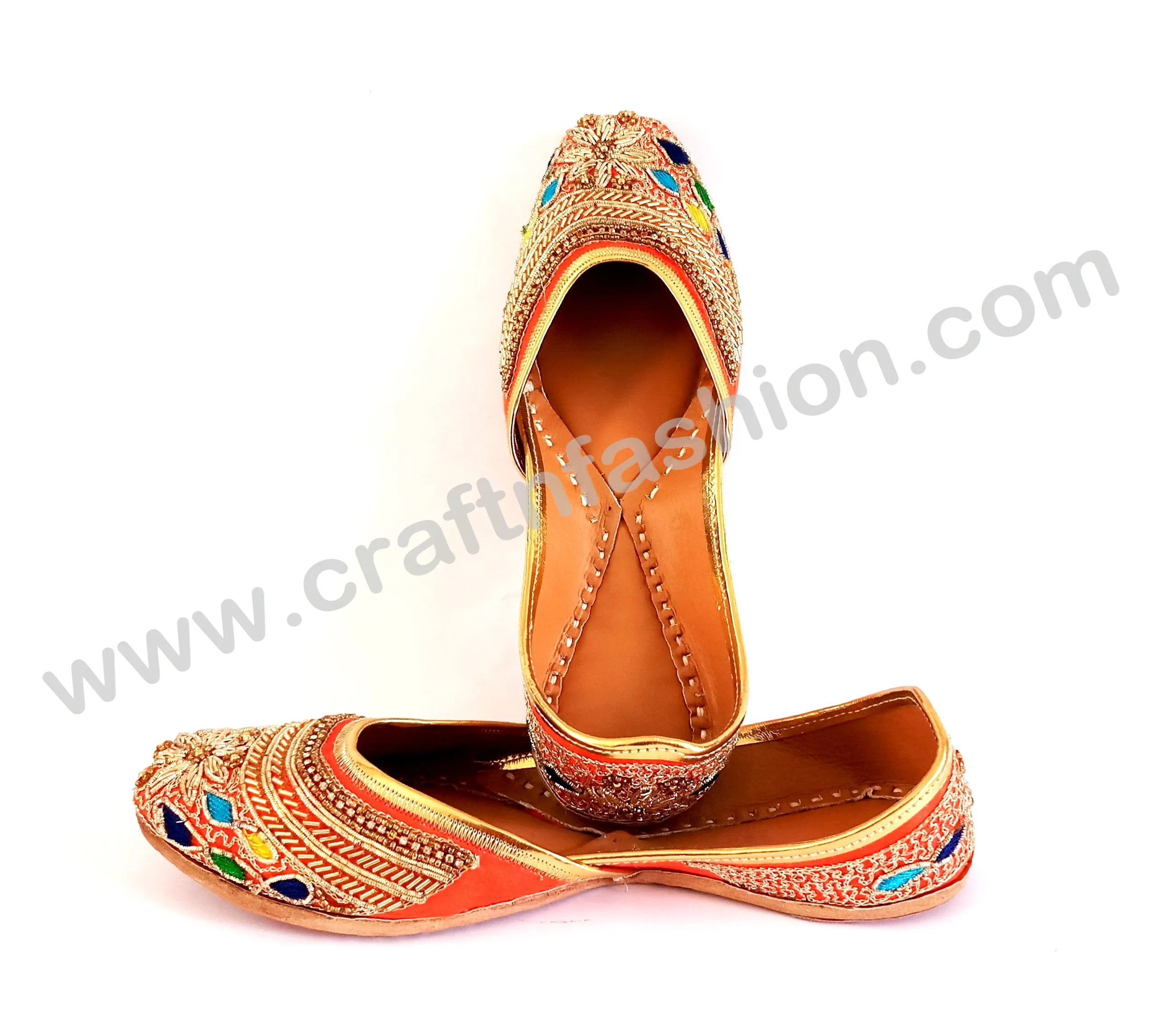 2021 scarpe con perline ricamate-scarpe da donna con perline scarpe con perline-pantofola con motivo indiano-Punjabi all'ingrosso