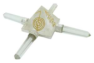 ตัวสร้างพลังงานคริสตัลบำบัดเรกิ,พลอยพลังงานป้องกันทรงพีระมิดควอตซ์ใส4จุด - Product Image 4