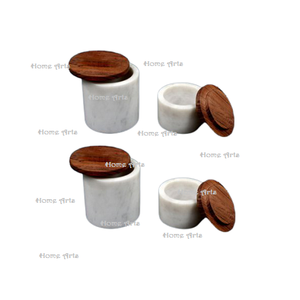 Set of 2 small size <b>jar</b> with lid finest quality marble kitchen <b>spice</b> storage container at wholesaler price - Product Image 6