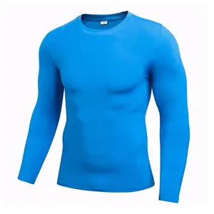 OEM men's wholesale Quick dry men fitness compression long sleeve base layer muscle fit gym t shirt