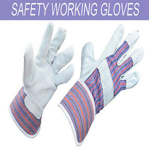 Guantes de trabajo de construcción de servicio pesado Guantes de seguridad de resistencia al corte con piel de cuero dividido de vaca Tamaño XL Goma para trabajar Canadá - Product Image 6