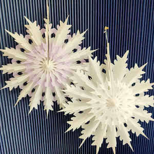 Paper <b>Snowflake</b> Christmas Decorations Handmade Traditional Style Eco Friendly 44cm White and Pink Factory for Holiday Display - Product Image 1