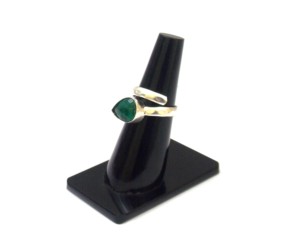 Dyed Emerald Silver-Plated Pear-Shaped Multistone Boho Ring Raw Stone Birthstone Fashionable <b>Jewelry</b> <b>Findings</b> Components - Product Image 2