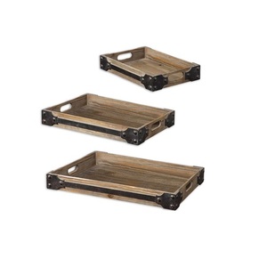 ถาดไม้ไผ่ธรรมชาติสำหรับเสิร์ฟพร้อมที่จับสำหรับบ้านห้องครัวร้านอาหาร - Product Image 1