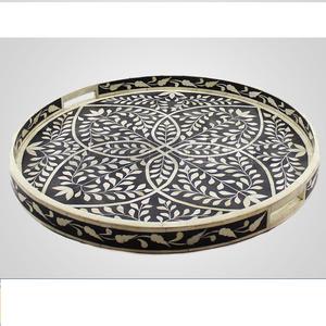 Plateaux de service en résine de style européen Plateaux de service en os Plateaux décoratifs en plastique à poignées pour salle de bain cuisine salon - Product Image 1