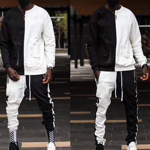 Customised Panel Black white slim fit <b>men</b> clothing <b>track</b> suits jogging custom jogger sets <b>for</b> <b>men</b> gym clothing <b>jacket</b> - Product Image 5