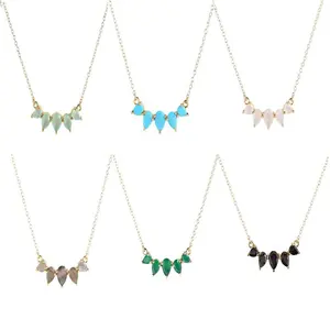 Collier en argent Sterling 925, pierre précieuse, ensemble Prong, plaqué or - Product Image 1