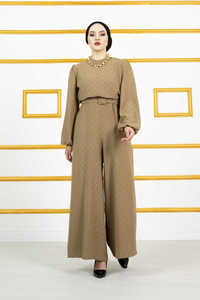 Combinaison Hijab double couleur à pois, vêtements islamiques, robes turques modestes, mode Abaya, tunique Hijab - Product Image 3