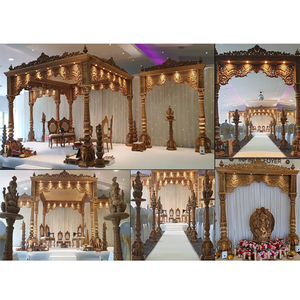 งานแต่งงานธีมวินเทจ ซุ้มสี่เหลี่ยมแบบอินเดีย ตกแต่งด้วยเสาหิน ซุ้มแต่งงานสุดหรู งานแต่งงานระดับพรีเมียม ซุ้มแต่งงานลอสแอนเจลิส - Product Image 1