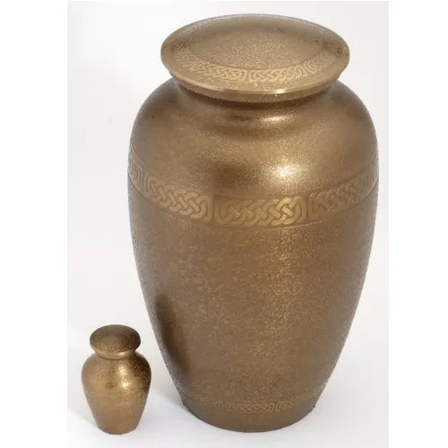 Beautiful Adult Ash Golden Brass Memorial Keepsake Cremation Urn Metal Brass Embossed Design With Golden Finished