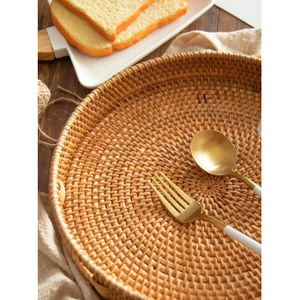 ชุดถาดหวายวีกรีนอาร์ตทรงกลมสองใบ สไตล์เรียบง่าย ทำด้วยมือ พร้อมหูจับ ขนาดและรูปทรงตามสั่ง สีธรรมชาติ - Product Image 6