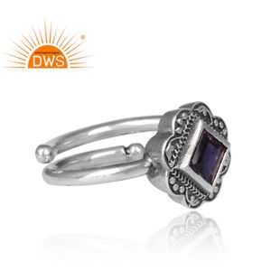 Bague en pierre précieuse Iolite naturelle, argent sterling 925, nouvelle collection de fabrication de bijoux au Design ethnique - Product Image 3