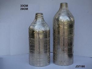 Florero de Metal martillado de aluminio para decoración del hogar, escultura de mesa para centro de mesa Floral, exhibición de aspecto plateado disponible en oro también - Product Image 2