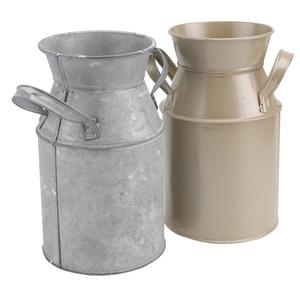 Elégant vase de sol en fer galvanisé design vintage contenant de lait fait à la main porte-fleur décoratif prix de gros - Product Image 6