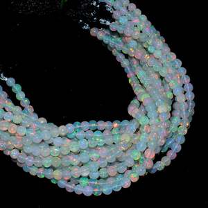 Jewel Creation ETIOPRBD Cuentas Redondas Lisas de Ópalo Etíope Natural Blanco de 4mm 6mm 8mm Certificadas IGI para Fabricación de Joyería DIY - Product Image 1