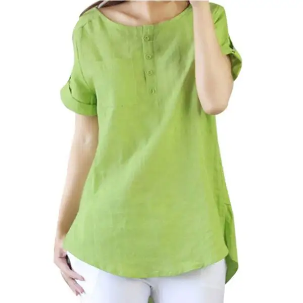 Plus Size T Shirts For Women In Green Color With Long Length With Half Sleeves