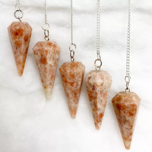 Péndulo de piedra solar natural de la mejor calidad, venta al por mayor, piedras preciosas de cristal naturales, péndulos de cono facetado curativo para radiestesia - Product Image 3