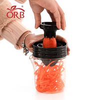 ORB Multifunctionele handmatige groentespiralizer, voedselversnipperaar, citruspers, roestvrijstalen messen, transparante container