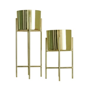 Juego de 2 macetas decorativas doradas para interiores y exteriores, macetas elegantes para diseño del hogar, para sala de estar, dormitorio, guardería, jardín - Product Image 6