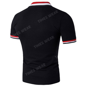 T-shirt polo à manches courtes 100% coton de haute qualité pour hommes, t-shirt à la mode à rayures contrastées, anti-rides, solide et personnalisé, OEM - Product Image 2